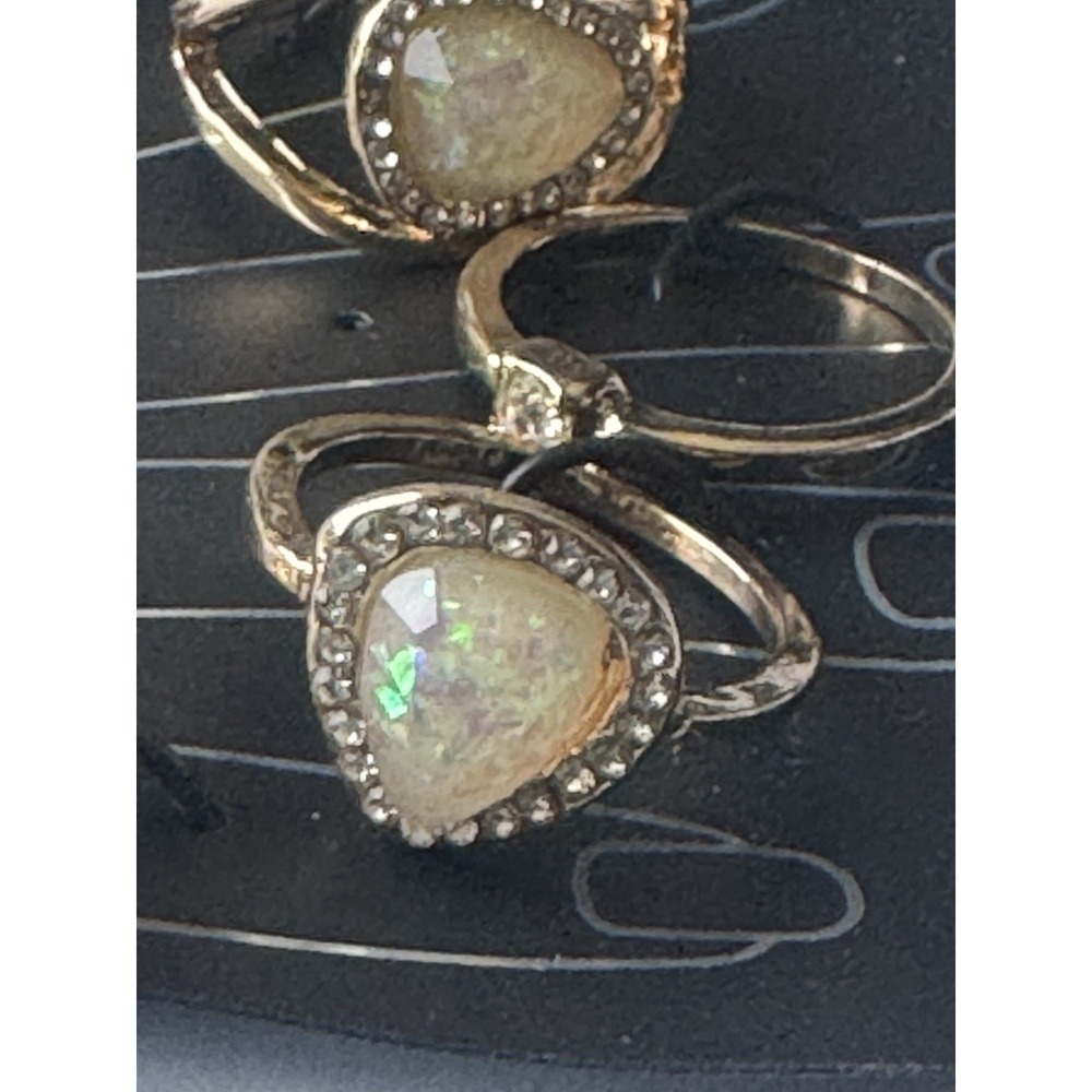 Todomoda Gold Tone Stackable Ring Set Multicolor Heart & Rhinestone